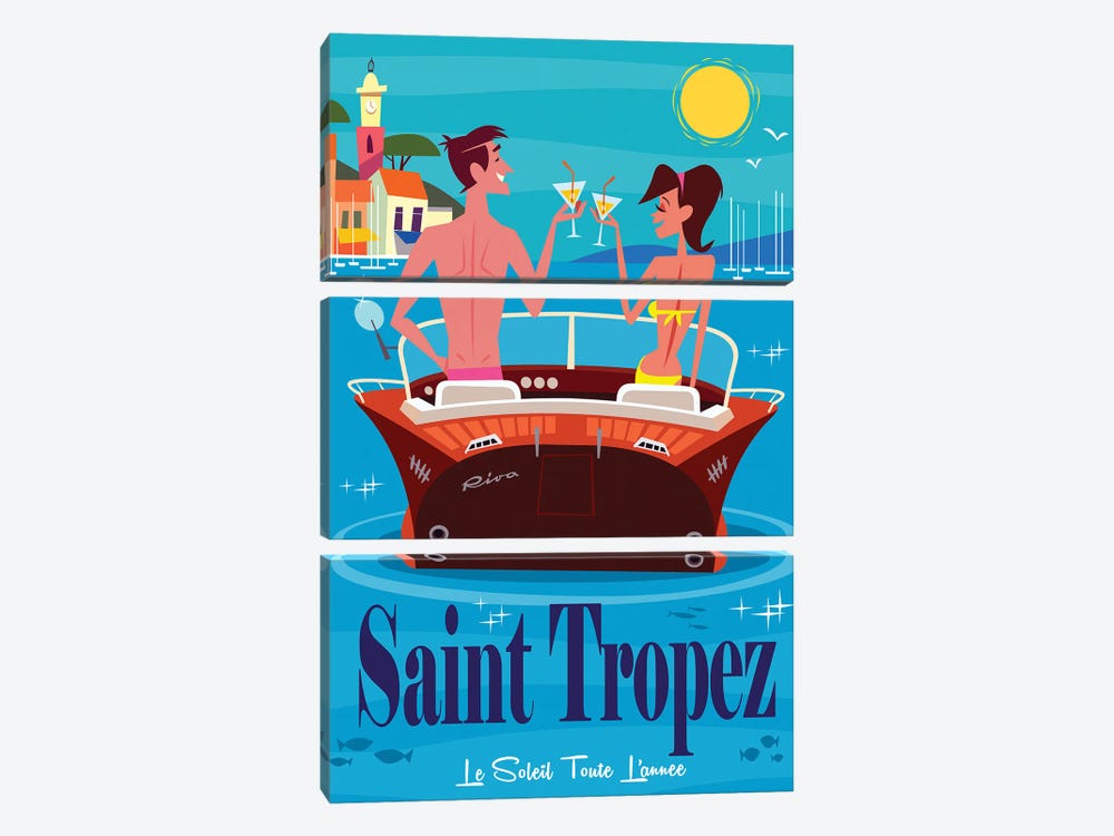 St Tropez V by Gary Godel 3-piece Canvas Artwork