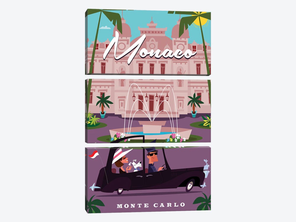 Monte Carlo Casino by Gary Godel 3-piece Canvas Artwork