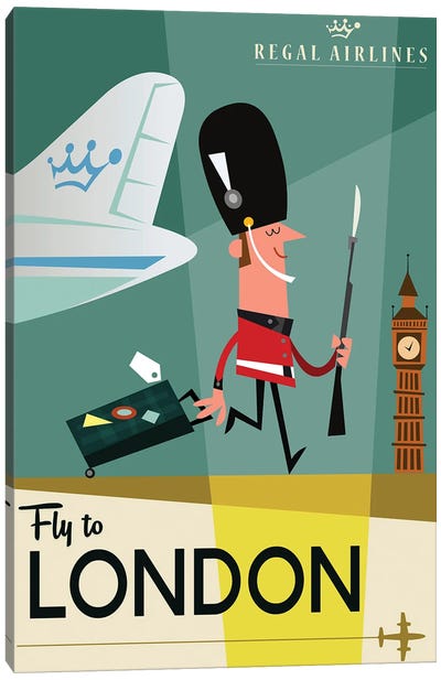 Fly To...London Canvas Art Print - London Travel Posters