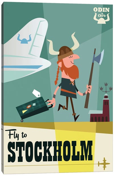 Fly To...Stockholm Canvas Art Print