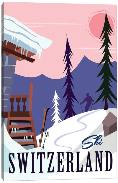 Ski Switzerland Canvas Art Print - Skiing Art