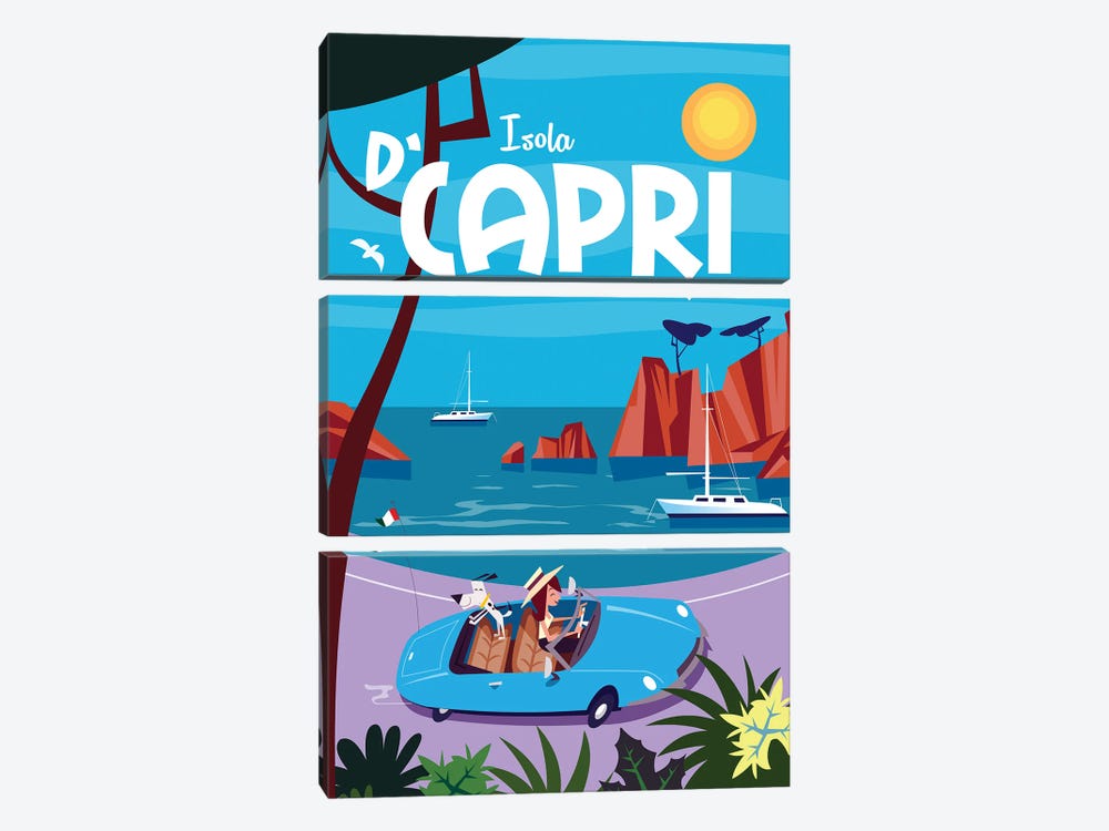 Isola D'Capri I by Gary Godel 3-piece Canvas Art