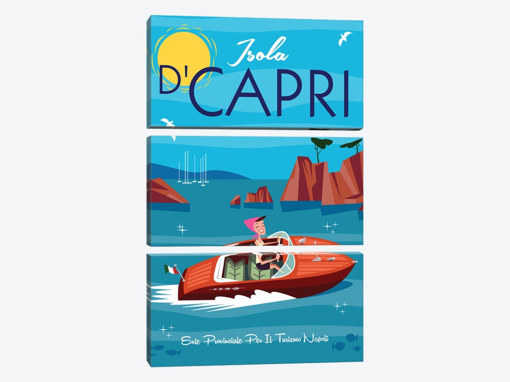 Isola D'Capri II by Gary Godel 3-piece Canvas Art Print