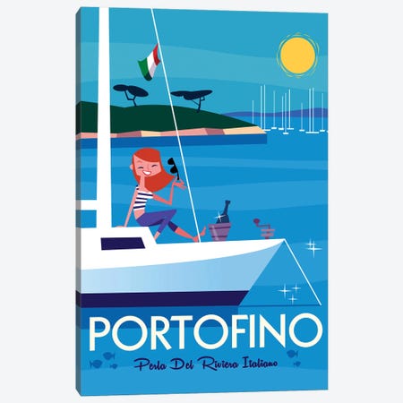 Portofino Sailing Canvas Print #GGD200} by Gary Godel Canvas Art