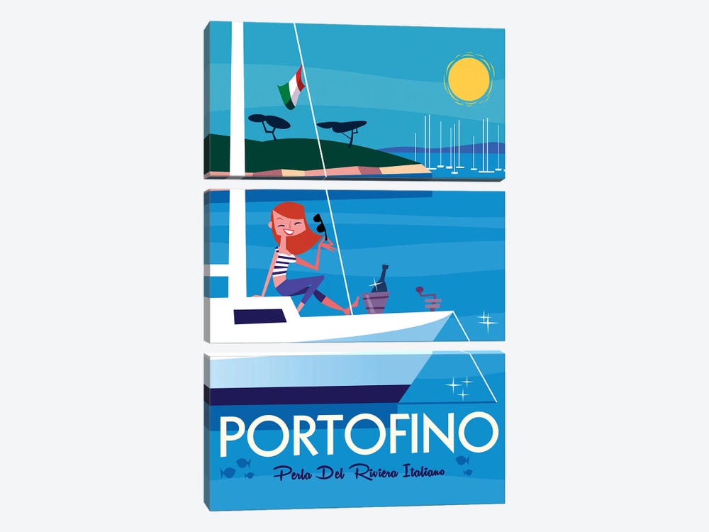 Portofino Sailing by Gary Godel 3-piece Canvas Art