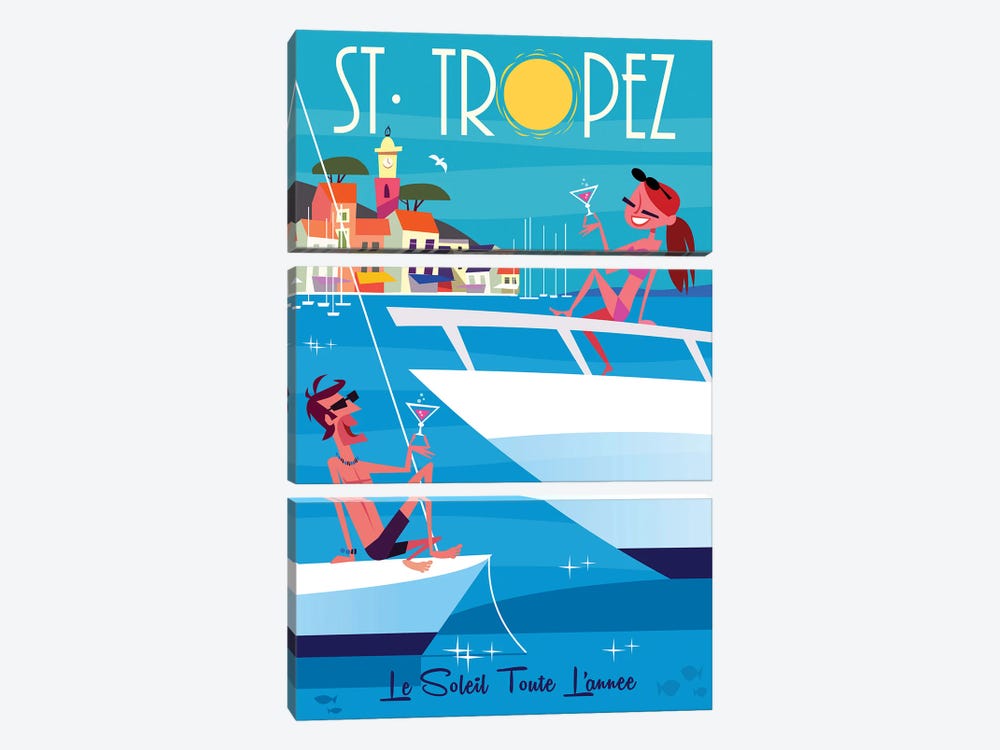 St Tropez VI by Gary Godel 3-piece Canvas Art Print