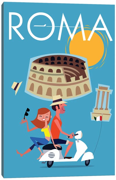 Roma Italie Canvas Art Print - Scooters