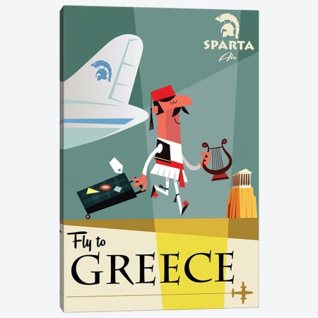 Fly To...Greece Canvas Print #GGD23} by Gary Godel Canvas Art