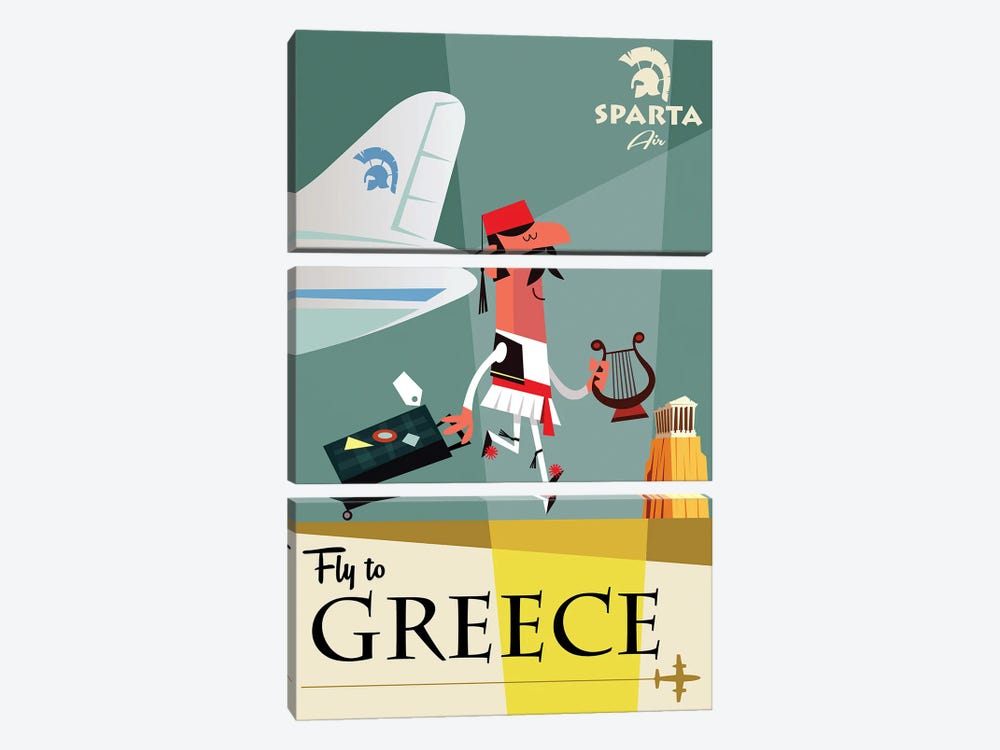 Fly To...Greece by Gary Godel 3-piece Art Print