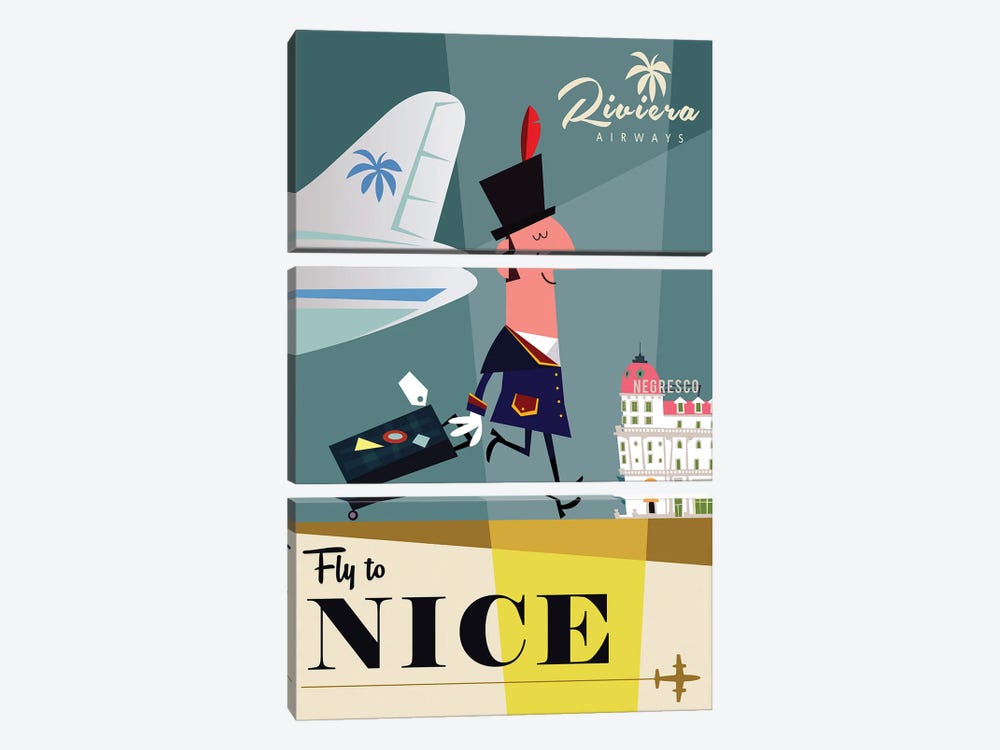 Fly To...Nice by Gary Godel 3-piece Canvas Artwork