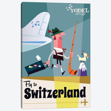 Fly To...Switzerland Canvas Print #GGD25} by Gary Godel Canvas Print