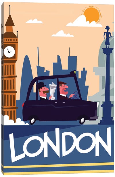 London Taxi Canvas Art Print - London Travel Posters