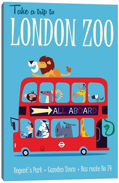 London Zoo Canvas Art Print - London Travel Posters