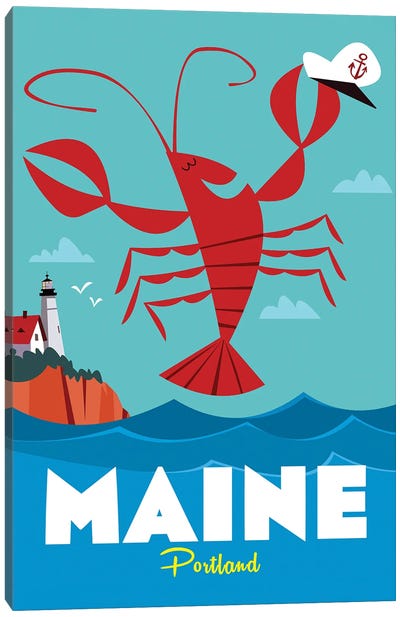 Maine Canvas Art Print - Lobster Art