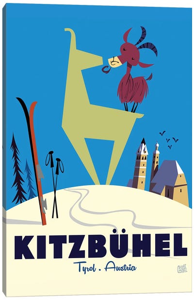 Kitzbuhel Ibex Canvas Art Print - Skiing Art