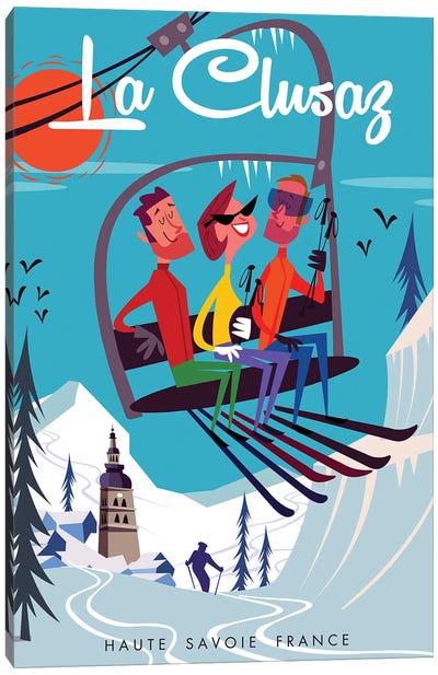 La Clusaz Canvas Art Print - Skiing Art