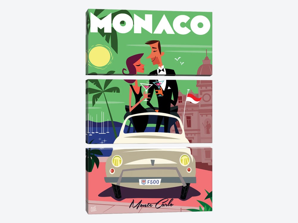 Monaco Monte Carlo Casino by Gary Godel 3-piece Canvas Art
