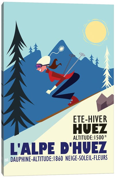 L'Alpe D'Huez Ete Hiver Canvas Art Print - Skiing Art