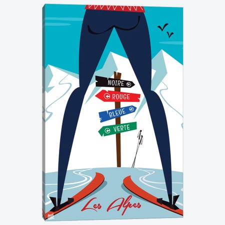 Les Alpes Piste Sign Canvas Print #GGD52} by Gary Godel Canvas Print
