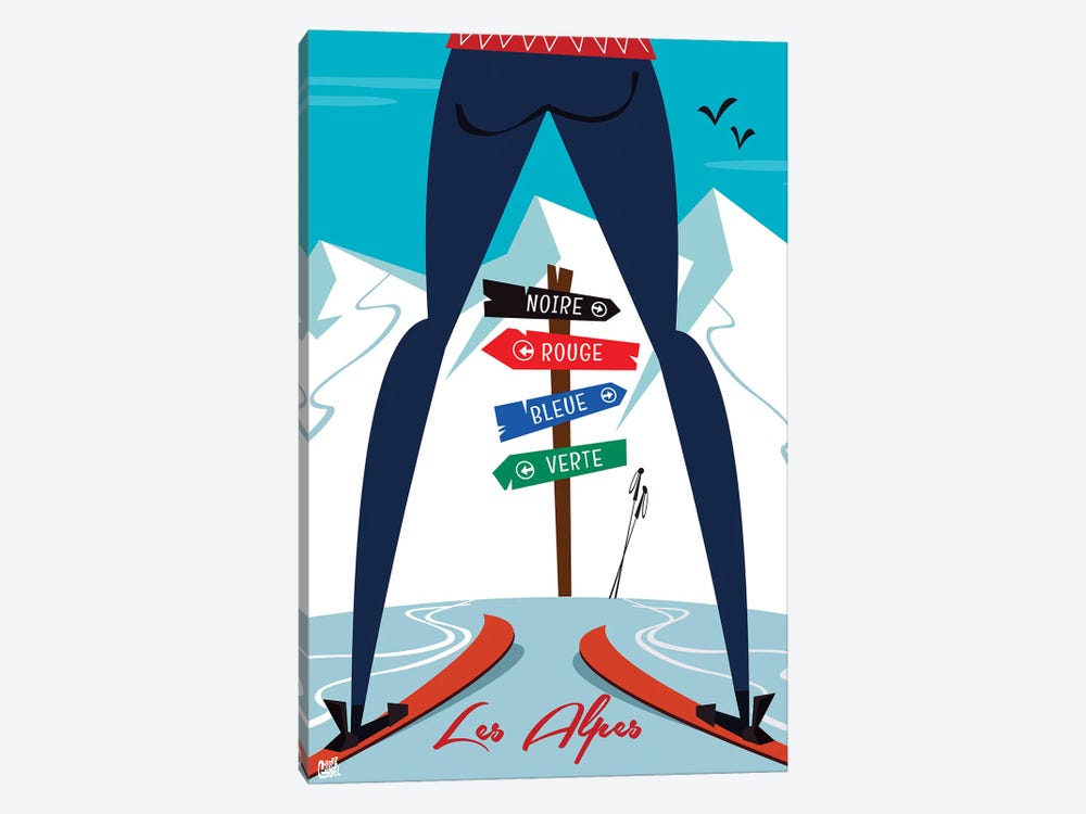 Les Alpes Piste Sign by Gary Godel 1-piece Art Print