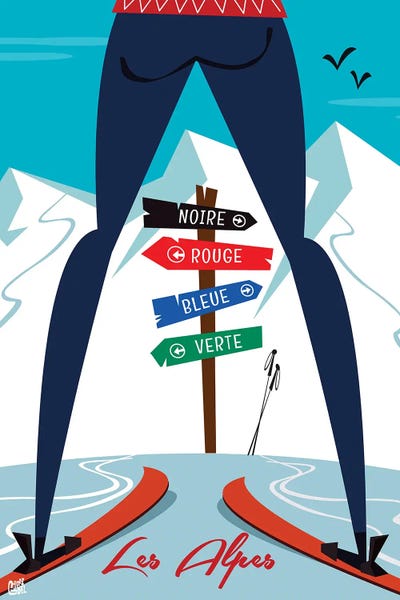 Snowy Mountains: Les Alpes Piste Sign by Gary Godel