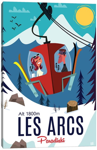Les Arcs Canvas Art Print - Skiing Art