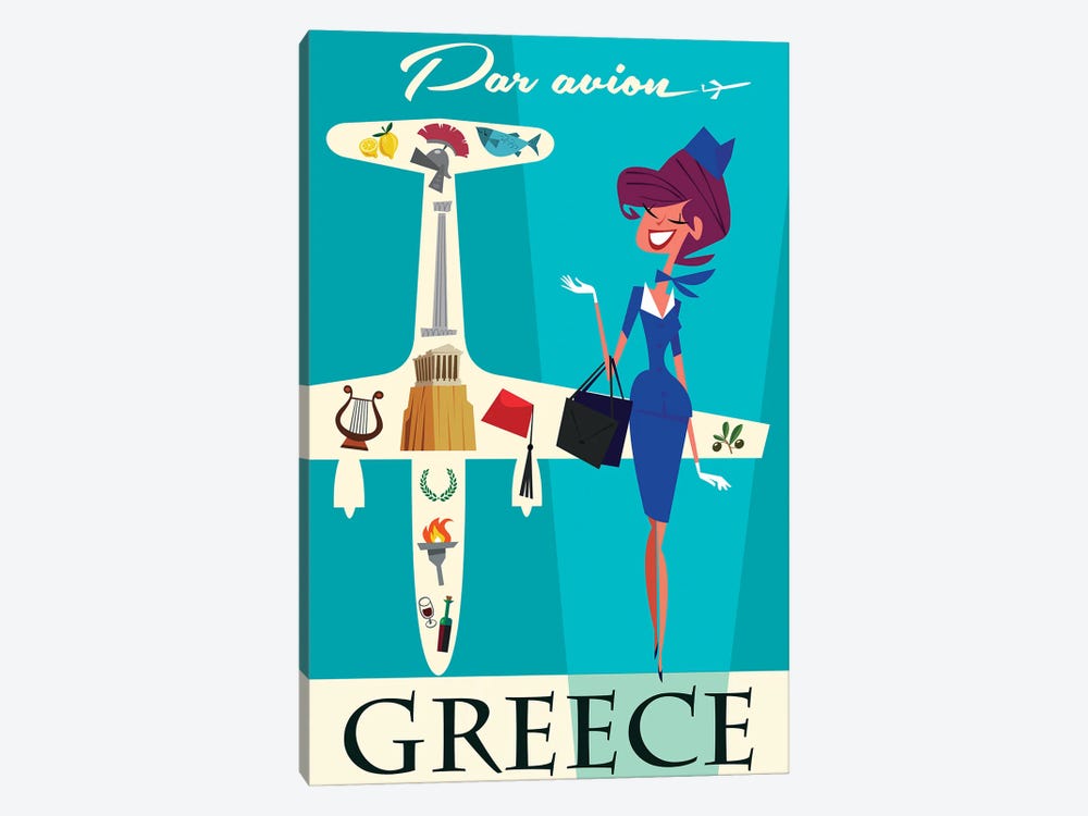 Par Avion Greece by Gary Godel 1-piece Canvas Wall Art