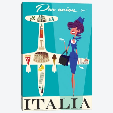 Par Avion Italia Canvas Print #GGD56} by Gary Godel Canvas Artwork