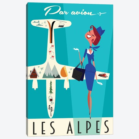 Par Avion Les Alpes Canvas Print #GGD57} by Gary Godel Canvas Artwork