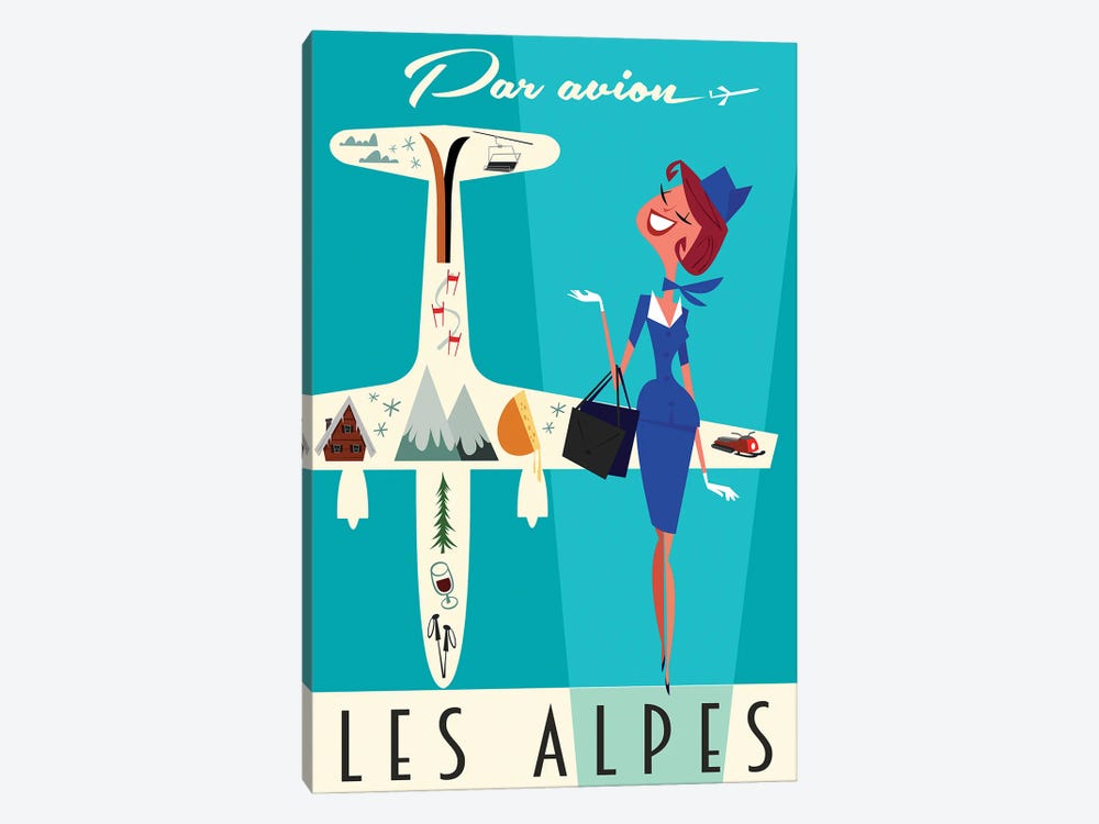 Par Avion Les Alpes by Gary Godel 1-piece Canvas Wall Art
