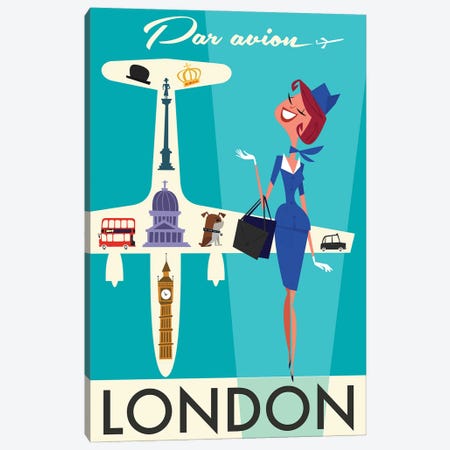 Par Avion London Canvas Print #GGD58} by Gary Godel Canvas Print