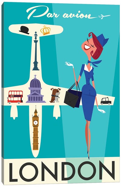 Par Avion London Canvas Art Print - London Travel Posters