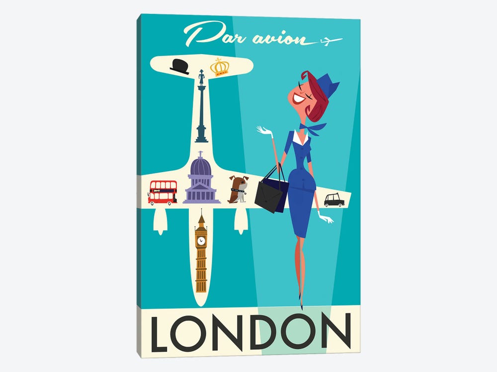 Par Avion London by Gary Godel 1-piece Canvas Art Print