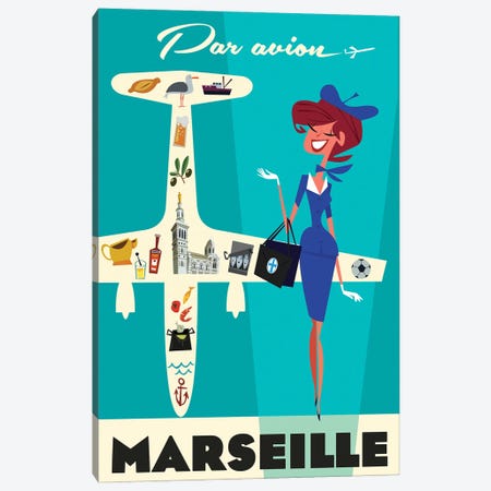 Par Avion Marseille Canvas Print #GGD59} by Gary Godel Canvas Print