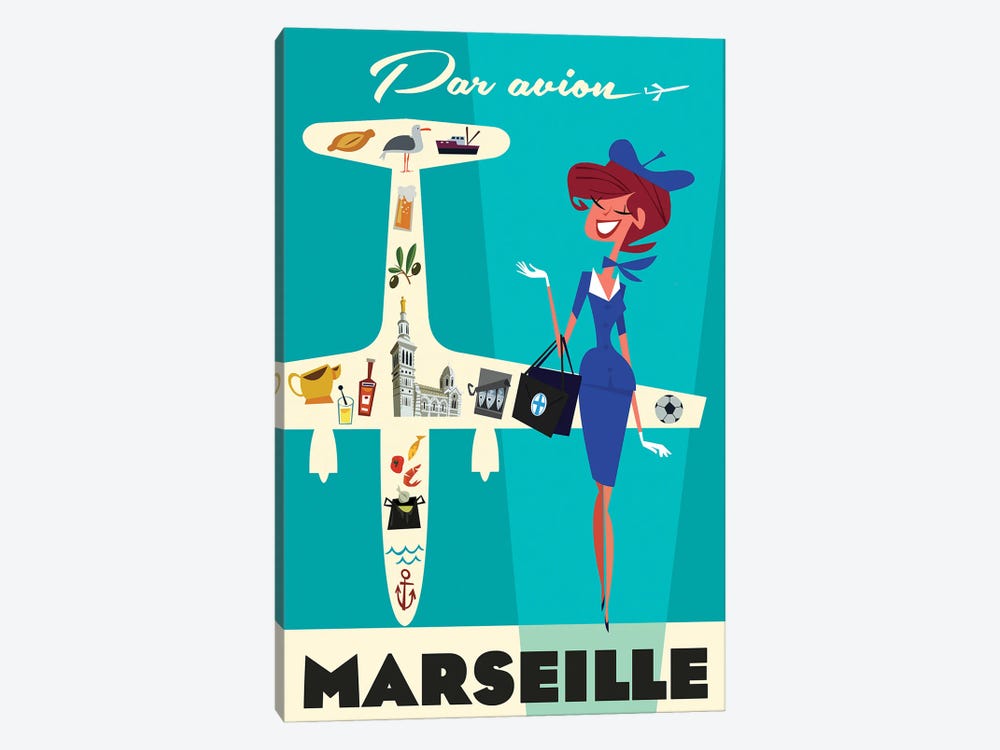 Par Avion Marseille by Gary Godel 1-piece Canvas Wall Art