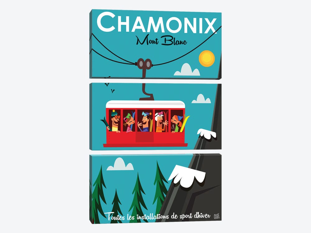 Chamonix Cable Car by Gary Godel 3-piece Canvas Art Print