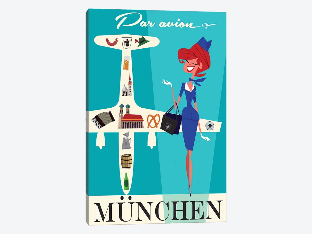 Par Avion Munich by Gary Godel 1-piece Canvas Artwork
