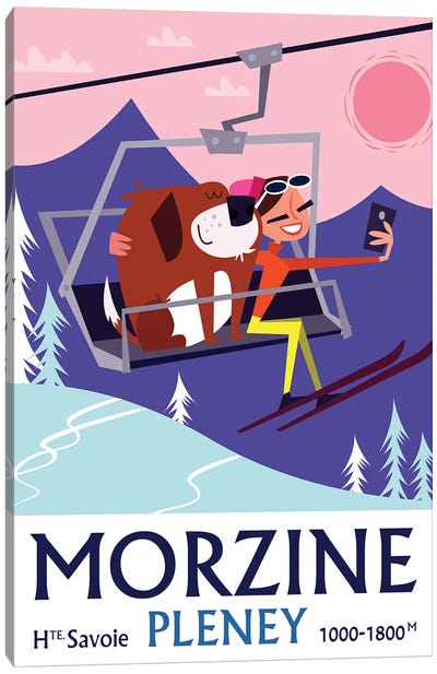 Morzine Pleney Canvas Art Print - Skiing Art