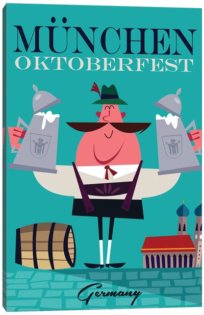 Munchen Oktoberfest Canvas Art Print - Food & Drink Typography