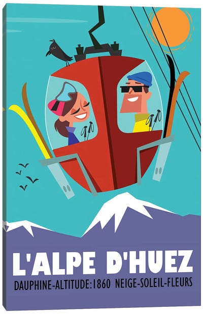 L'Alpe D'Huez Canvas Art Print - Skiing Art
