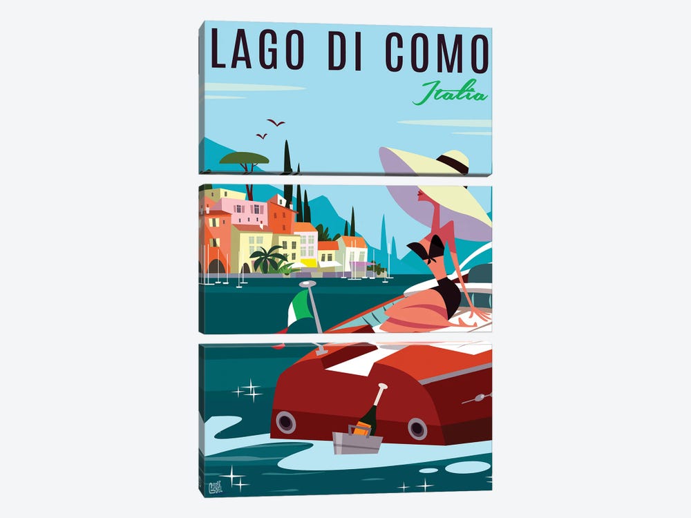 Lago Di Como Italia by Gary Godel 3-piece Canvas Artwork