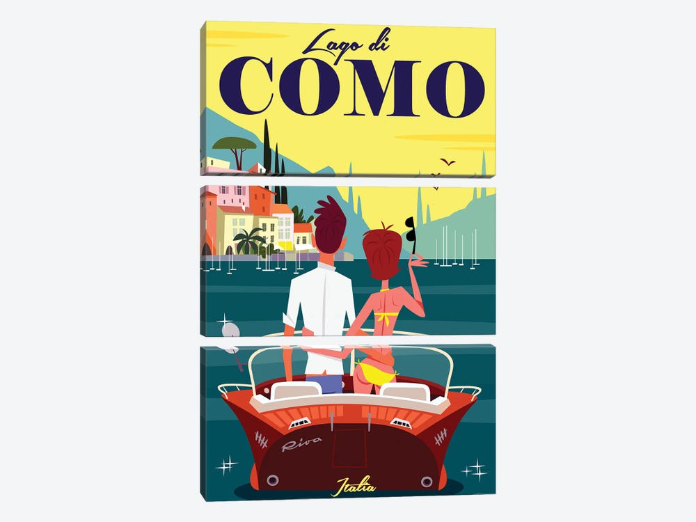 Lago Di Como by Gary Godel 3-piece Canvas Print