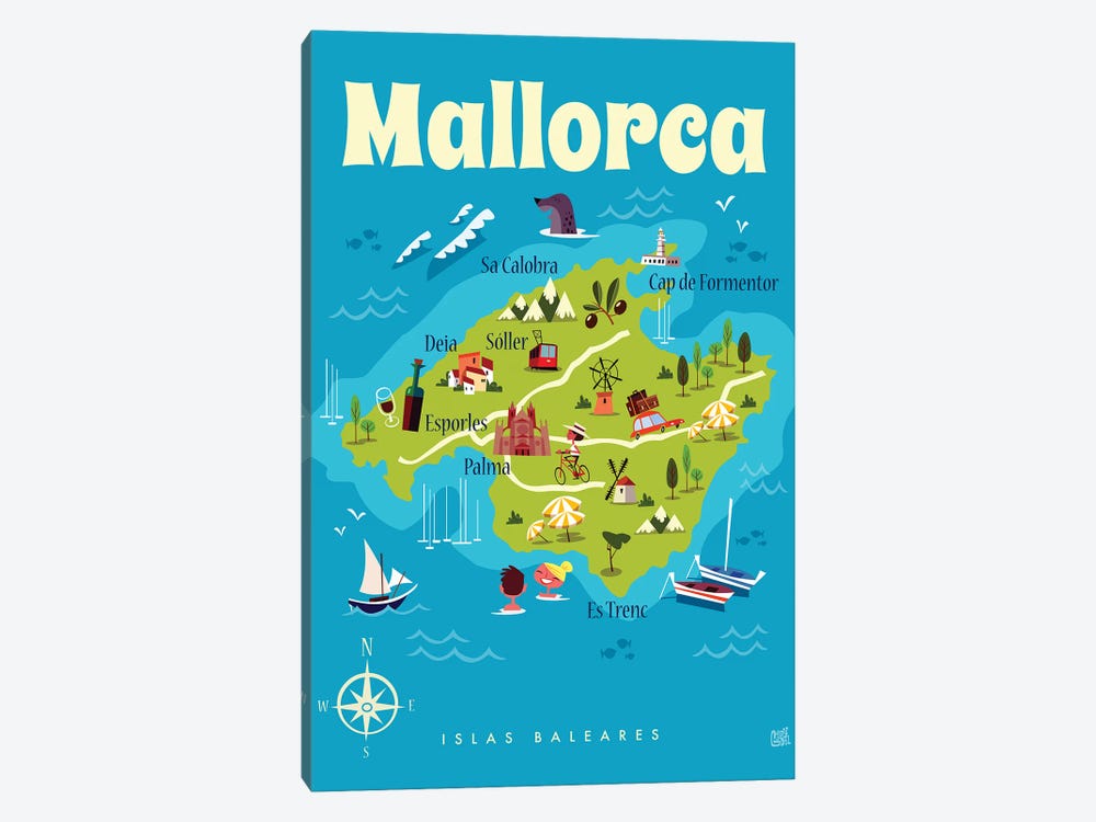 Mallorca Map by Gary Godel 1-piece Art Print
