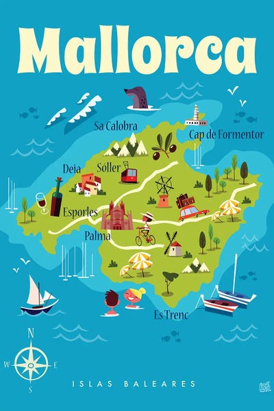 Spain: Mallorca Map by Gary Godel