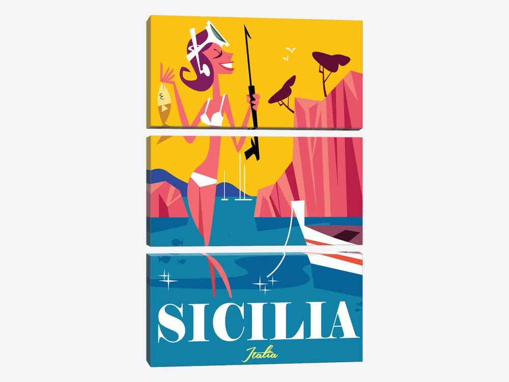 Sicilia by Gary Godel 3-piece Canvas Wall Art
