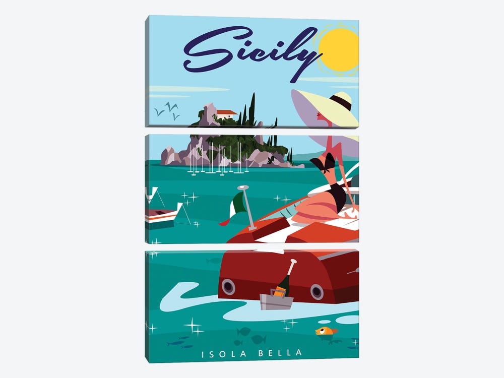 Sicily Isola Bella by Gary Godel 3-piece Canvas Print