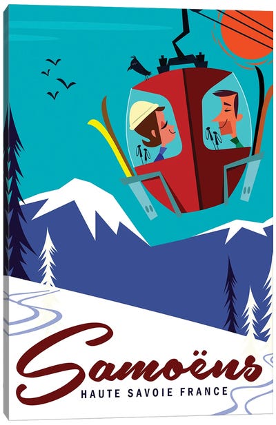 Samoens Canvas Art Print - Skiing Art