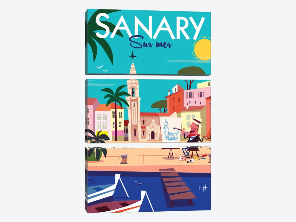 Sanary Sur Mer by Gary Godel 3-piece Canvas Art Print