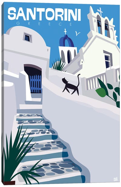 Santorini Canvas Art Print - Stairs & Staircases