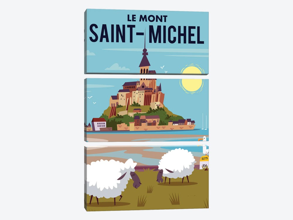 Le Mont Saint-Michel by Gary Godel 3-piece Canvas Print